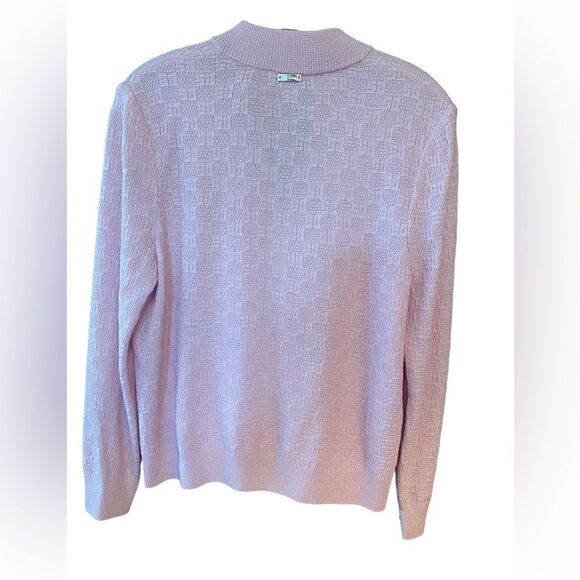 St. John By Marie Gray Sz M Soft Pink Wool Blend Logo Knit Resortwear Jacket - Picture 2 of 9